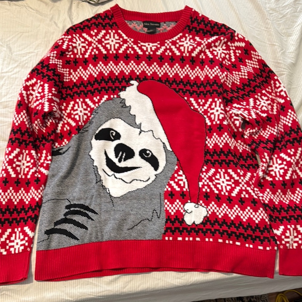 Festive Red Sloth Sweater